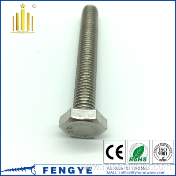 SS316 DIN933 Stainless Steel A4-70 Hex Bolt